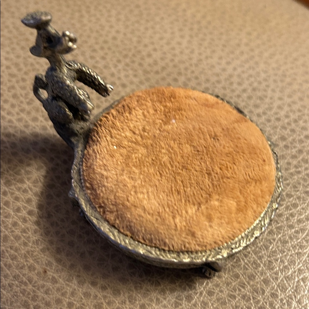 Vintage Velour Sewing Pin Cushion Solid Metal Poodle